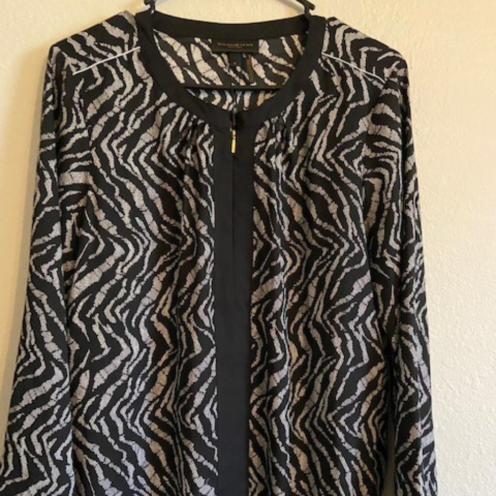 Donna Karan Black/Grey Animal Print Blouse